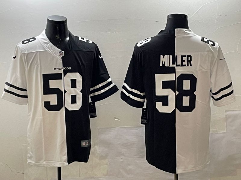 Men Denver Broncos #58 Miller White Black Fashion 2025 Nike Limited NFL Jersey style 1